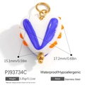 Herzanhänger aus Edelstahl mit 18K Goldbeschichtung, blauem V-Muster und Punkten - Weiß Blaues V-Muster Orange Punkte Herz Anhänger (PJ93734C)