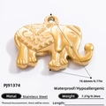Gouden roestvrijstalen olifant hanger voor het maken van sieraden met hoogglans afwerking - Olifant Vorm Stijl (PJ91374)