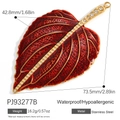 Blattanhänger mit roter Emaille und Goldgitter-Finish mit Kristallen für DIY-Schmuck - Rotes Blatt Goldadern Anhänger (PJ93277B)