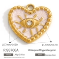 Golden stainless steel heart pendant with evil eye and white enamel finish - Stainless Steel White Eye Heart Style (PJ93766A)