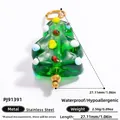 Pendentif sapin de Noël fait main en acier inoxydable avec verre vert et points colorés - Style d'Arbre de Noël (PJ91391)