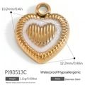18K vergoldeter Herzanhänger aus Edelstahl mit weißer Muschel-Einlage, 12,2 mm - Goldener Texturierter Mikro Herz Anhänger (PJ93513C)