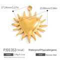 Pendentif coeur en acier inoxydable plaqué or 18 carats, étanche et hypoallergénique - Style Cœur Étoile (Petit) (PJ91353) / Or