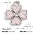 Pendentif trèfle à quatre feuilles en acier rose pailleté avec zircon étincelant - Trèfle Base Rose Argent (PJ93780SA)