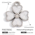 Pendentif trèfle en acier inoxydable plaqué or 18k avec fleur blanche et cristal - Trèfle Base Blanche Argent (PJ93780SC)