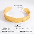 Polished 18k gold plated stainless steel feather open bangle bracelet for women - Feather Style (SZ61042)