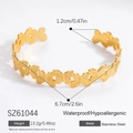 18k gold-plated stainless steel butterfly open cuff bracelet with size and weight detail - Butterfly Style (SZ61044)