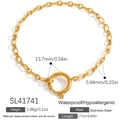 Bracelet à maillons en acier inoxydable doré imperméable avec fermoir anneau ressort - Style de Fermoir à Ressort (SL41741)