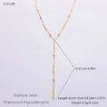 Y-shaped 18k gold plated stainless steel necklace with size and weight measurements - 18K Gold Plated / Round Bead Bar Minimalist Style (XL31199)