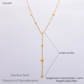 Polished 18k gold plated stainless steel Y-shaped necklace with small round disc pendants - 18K Gold Plated / Polished Disc Style (XL31202)