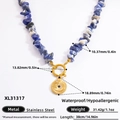 18k vergulde roestvrijstalen ketting met gemengde blauwe en witte natuurlijke stenen - 18K Verguld / Natuursteen Kralen Zon Hanger Stijl (XL31317)