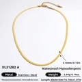 18k vergulde roestvrijstalen visgraat ketting, breedte 3,16 mm, waterbestendig - 18K Verguld / Gouden Slangenketting Stijl (XL31282A)