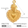 Golden stainless steel heart flame pendant with waterproof hypoallergenic properties - Stainless Steel Gold Flame Heart Style (PJ91777D)