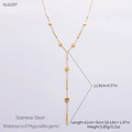 18k gold plated stainless steel Y-necklace with heart charms, waterproof and hypoallergenic - 18K Gold Plated / Heart Long Bar Tassel Style (XL31207)