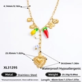 Böhmische goldene Edelstahlhalskette mit Herz- und Sonnenanhängern für Damen - Zitrone Chili Herz Stil (XL31295)