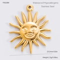 Gouden zonne-hanger van titaniumstaal van 20mm met waterbestendige afwerking - Zon Gezicht Stijl (PJ91089) / Goud