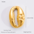 Waterdichte gouden schelp hanger van roestvrij staal met sterdetail en gepolijst - Holle Schelp Stijl (PJ91094) / Goud