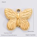 Pendentif papillon en acier inoxydable doré poli avec texture gravée pour bijoux - Style Papillon Texturé (PJ91175) / Or