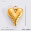 Pendentif cœur en acier inoxydable doré poli avec une finition miroir dimensionnelle - Style Cœur 3D (PJ91176) / Or