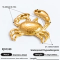 Pendentif crabe en acier inoxydable doré poli, imperméable et hypoallergénique - Style Crabe Poli (PJ91339) / Or