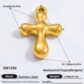 Pendentif croix doré en acier inoxydable poli pour création bijoux DIY 14,6x22,1mm - Style Croix Arrondie (PJ91292) / Or