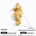 Pendentif hippocampe en acier inoxydable doré, étanche et hypoallergénique pour DIY - Style Hippocampe (PJ91028) / Or