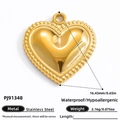 Pendentif cœur doré poli avec bordure perlée fabriqué en acier inoxydable durable - Style Cœur Perlé (PJ91348) / Or