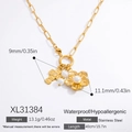 Collier étanche en acier inoxydable plaqué or 18 carats avec perles et croix - Collier Perle Fleur Croix (XL31384)