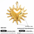 Pendentif cœur soleil doré en acier inoxydable, hypoallergénique et résistant à l'eau - Style Cœur Étoile (Grand) (PJ91353) / Or