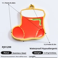 Christmas stocking charm pendant in 18k gold plated stainless steel for DIY jewelry - Striped Christmas Sock Style (PJ91299)