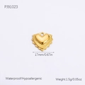 18k vergulde roestvrijstalen hart hanger met zonnestraal textuur en waterbestendige finish - Radiale Geplooide Rand Hart (PJ91023)