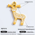 Rentier-Anhänger aus 18K vergoldetem Edelstahl für DIY-Weihnachtsschmuck-Projekte - Weißes Rentier-Stil (PJ91313)