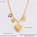 Halskette aus 18K vergoldetem Edelstahl mit Kirsch-, Herz- und Perlenanhängern - Kirsche Herz Schmetterling Perle Multi-Anhänger Halskette (XL31214) / 18K Vergoldet