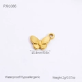 Gepolijste 18k vergulde vlinder hanger bedel met gedetailleerde vleugelstructuur voor ketting - Gestreepte Textuur Vlinder (PJ91086)