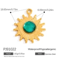 18K gold plated stainless steel sunburst pendant with green gemstone and 18.65mm diameter - Sunburst Green Stone (PJ91022)