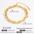 18k gold plated stainless steel chunky chain bracelet with 10mm oval links for women - 18K Gold Plated / SL41020 Style (SL41020)