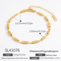 Gold plated stainless steel chain bracelet with rectangular spiral links and lobster clasp - 18K Gold Plated / SL41076 Style (SL41076)