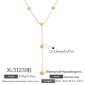 Collar en Y de acero inoxidable chapado en oro de 18K con cinco dijes de estrellas - Dorado (XL31239B)