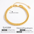 18k gold plated stainless steel wheat chain bracelet with adjustable 5cm extender - 18K Gold Plated / SL41084 Style (SL41084)