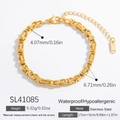 18k gold plated stainless steel box chain bracelet featuring waterproof and hypoallergenic traits - 18K Gold Plated / SL41085 Style (SL41085)