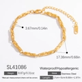 18k gold plated stainless steel twisted chain bracelet with adjustable lobster clasp - 18K Gold Plated / SL41086 Style (SL41086)