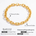 18k gold plated stainless steel chunky chain bracelet, hypoallergenic and waterproof - 18K Gold Plated / SL41112 Style (SL41112)