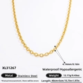 Waterproof 18k gold plated stainless steel rolo chain necklace with adjustable clasp - Gold Rolo Chain Necklace (XL31267)