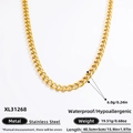 18k gold plated stainless steel Cuban chain necklace with waterproof properties - Gold Cuban Chain Necklace (XL31268)