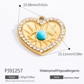 18k gold plated heart-shaped evil eye pendant with blue bead and white rhinestones - Heart Pave Rhinestone Evil Eye Blue Bead (PJ91257)