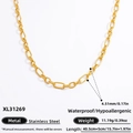 18k gold plated stainless steel chunky chain necklace with waterproof properties - Gold Large Link Chain Necklace (XL31269)
