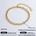 Bracelet chaîne en acier inoxydable plaqué or 18 carats avec un petit pendentif cœur - Bracelet Chaîne Rolo Doré (SL41216)