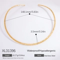 Golden stainless steel choker necklace with textured hammer finish and 148mm inner diameter - Hammered Open Style (XL31396) / 18K Gold / Gold