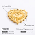 18k gold plated heart evil eye pendant in waterproof and hypoallergenic stainless steel - Wavy Edge Heart Evil Eye (PJ91510)