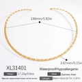 Golden stainless steel choker necklace with hammered texture in waterproof finish - Hammered Faceted Style (XL31401) / 18K Gold / Gold